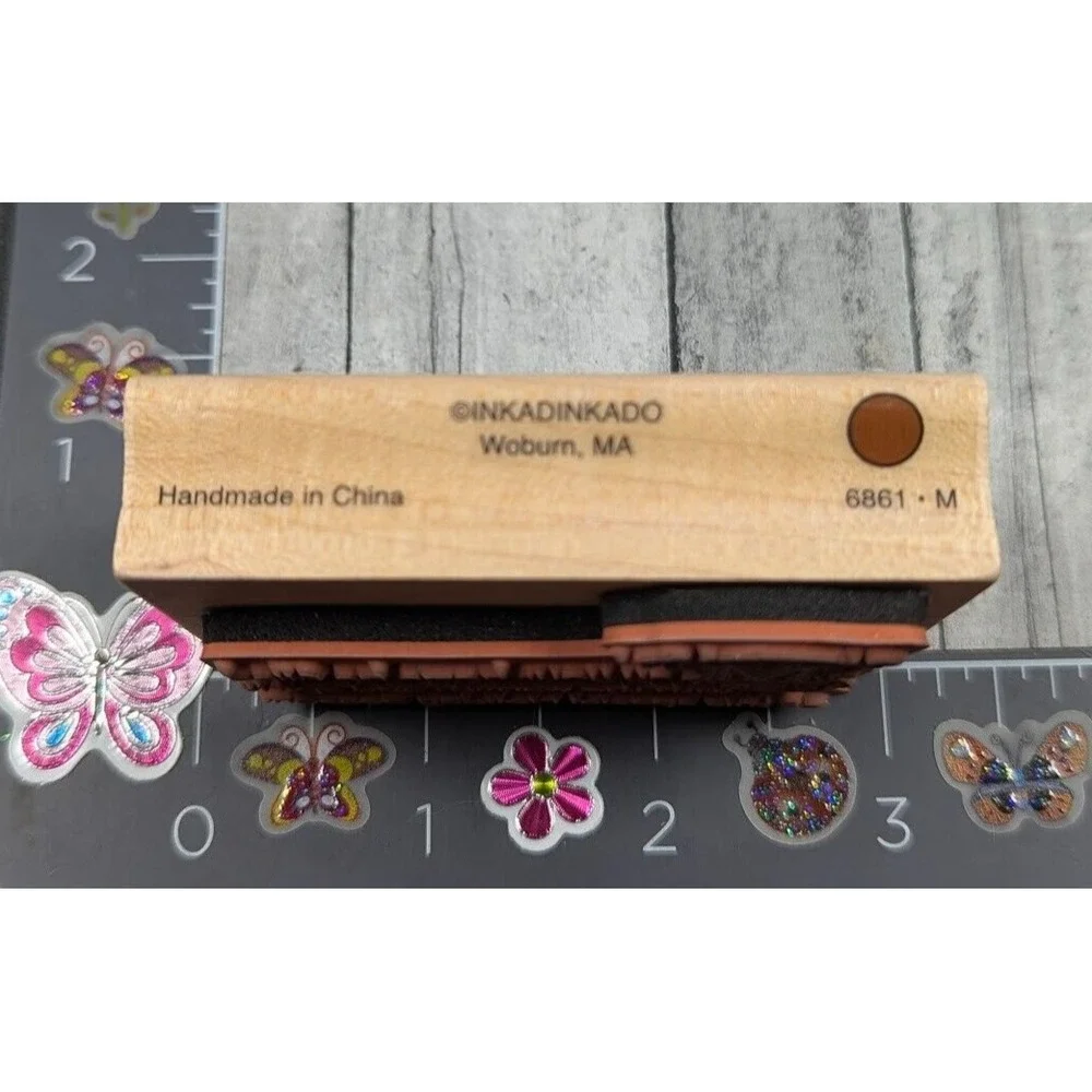 Inkadinkado May Home Filled Warmth Spirit Holiday Rubber Stamp Wood #H44
